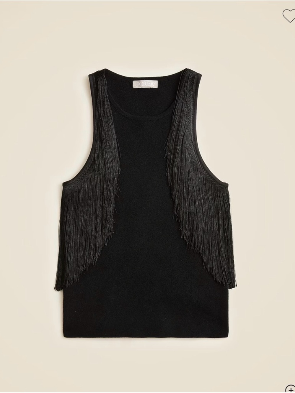 J. Crew Black Fringe Cashmere Top